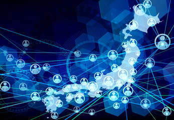 japanese network blue background