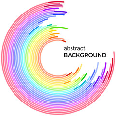 Abstract background with bright rainbow colorful lines. Colored circles with place for your text  on a white background.
