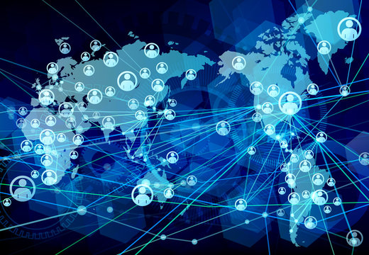 global network blue background