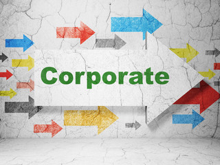 Finance concept: arrow with Corporate on grunge wall background