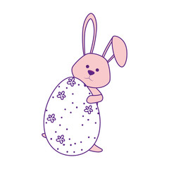 cute bunny icon over white background. happy easter concept. colorful design. vector illustration