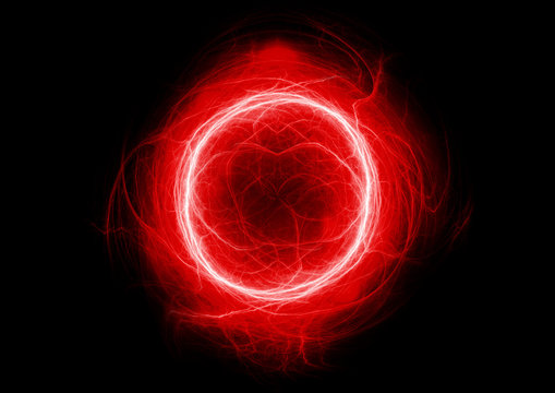 Red plasma, abstract circle lightning