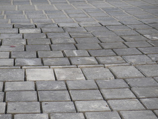 Irregular laid paving stones