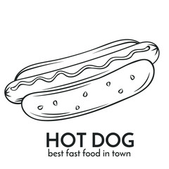 Hand drawn hot dog icon.