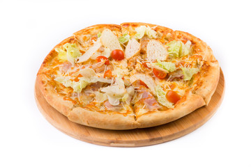Whole baked pizza