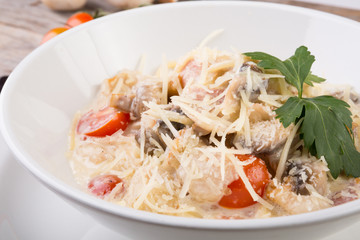 Italian pasta with mushrooms