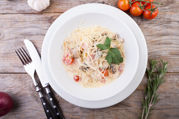Italian pasta with mushrooms
