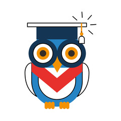 owl with hat graduation vector illustration design