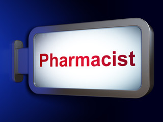 Medicine concept: Pharmacist on billboard background