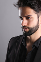 Fototapeta premium Handsome male with a low fade haircut 