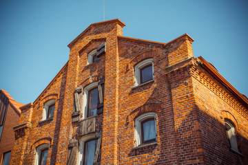 The brick building on the embankment. Klaipeda. Lithuania
