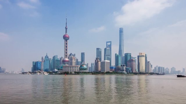 SHANGHAI - march 2017: Timelapse of Shanghai Pudong viewed , march 2017 in Shanghai, China.