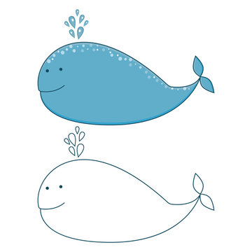 Print with a funny whale