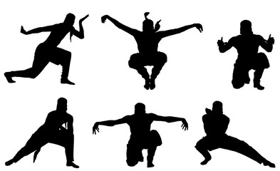 Male ninja silhouette on white background © producer