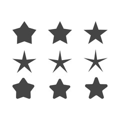 Set of stars different corners and sizes 