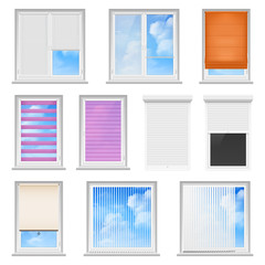 Fototapeta na wymiar Window Blinds Colored Flat Set