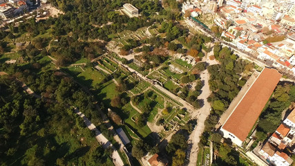 Aerial drone photo of Ancient Agora in Athens, Attica, Greece