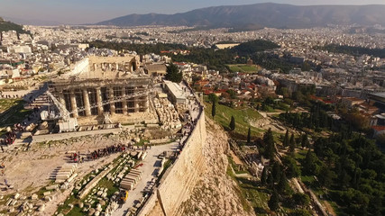Fototapeta na wymiar Aerial drone photo of Acropolis and the Parthenon, Attica, Greece