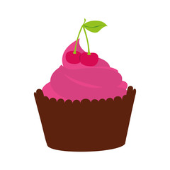 delicious cupcake with cherry isolated icon vector illustration design