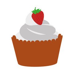 delicious cupcake with strawberry isolated icon vector illustration design