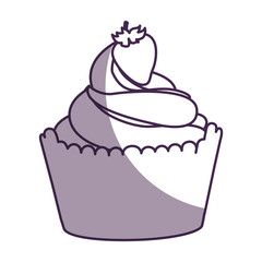 delicious cupcake with strawberry isolated icon vector illustration design