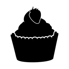 delicious cupcake with strawberry isolated icon vector illustration design