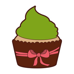 delicious cupcake with bow isolated icon vector illustration design