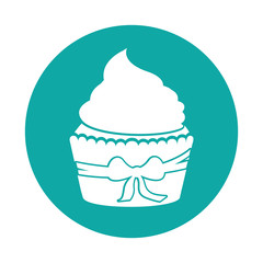 delicious cupcake with bow isolated icon vector illustration design