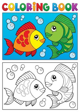 Coloring book with fish theme 5