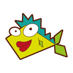 cute fish comic character vector illustration design