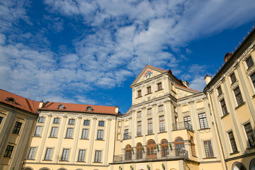 Obraz premium NESVIZH, BELARUS - May 20, 2017: Medieval castle in Nesvizh, Minsk Region, Belarus.