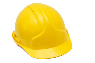 Protective helmet isolated yellow