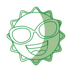 summer sun with sunglasses kawaii character vector illustration design