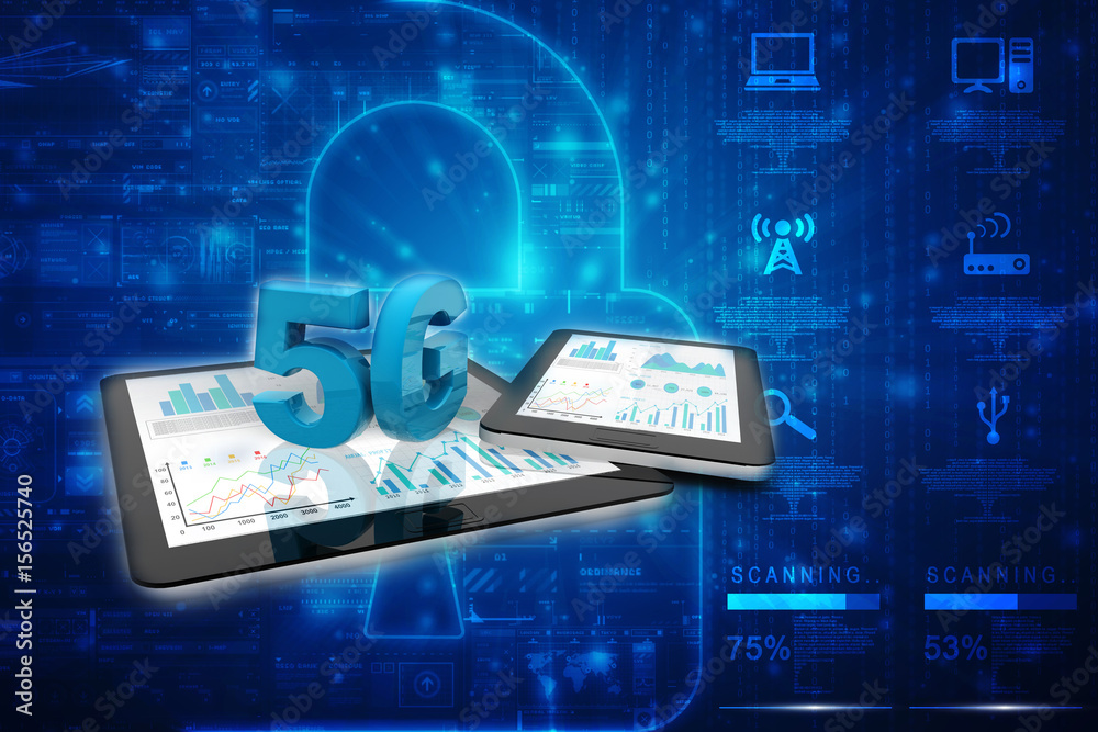 Poster 3d rendering 5g network 5g connection with data