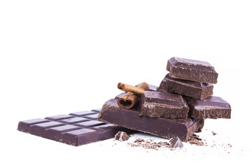 pile of isolated pieces of chocolate