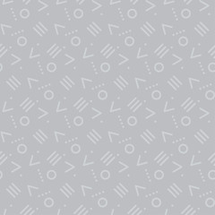 Modern style chaotic repeatable motif. Simple line and circle elements seamless pattern for surface design, fabric, wrapping paper.