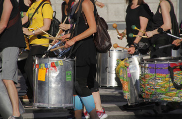 Parade with drummers during the carnival