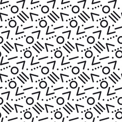 Cute 80's style seamless geometric pattern with circles for your decoration. Abstract decorative repeatable motif for surface design, fabric, wrapping paper