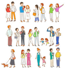 若い人々のイラスト（セット）