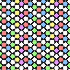 Vector geometric pattern with abstract ornament in pastel colors. Bold geometry print in art deco style. Seamless background. Simple illustration