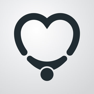 Icono plano corazon con abrazo en fondo degradado