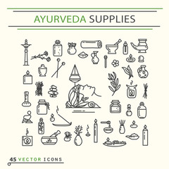 Ayurvedic supplies icons