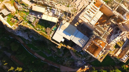 Aerial drone photo of Acropolis and the Pathenon, Athens historic centre, Attica, Greece