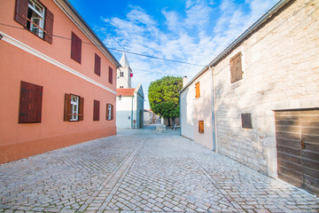 Fototapeta na wymiar Center of old medieval historic town of Nin, Dalmatia, Croatia 