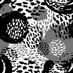 Seamless brushpen doodle pattern grunge texture.Trendy modern ink artistic design