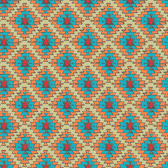 Seamless hand drawn tribal navajo pattern in doodle style.