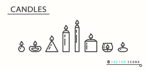 Candles. Set of icons.