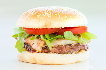 Classic big burger with steak and bacon