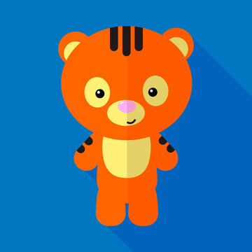 Image of a little tiger. Flat design