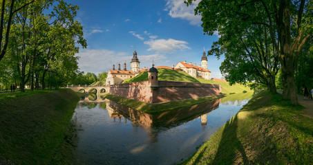 Obraz premium NESVIZH, BELARUS - May 20, 2017: Medieval castle in Nesvizh, Minsk Region, Belarus.